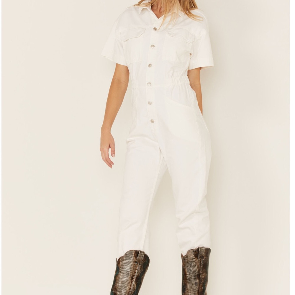 White Denim Free People Jumpsuit